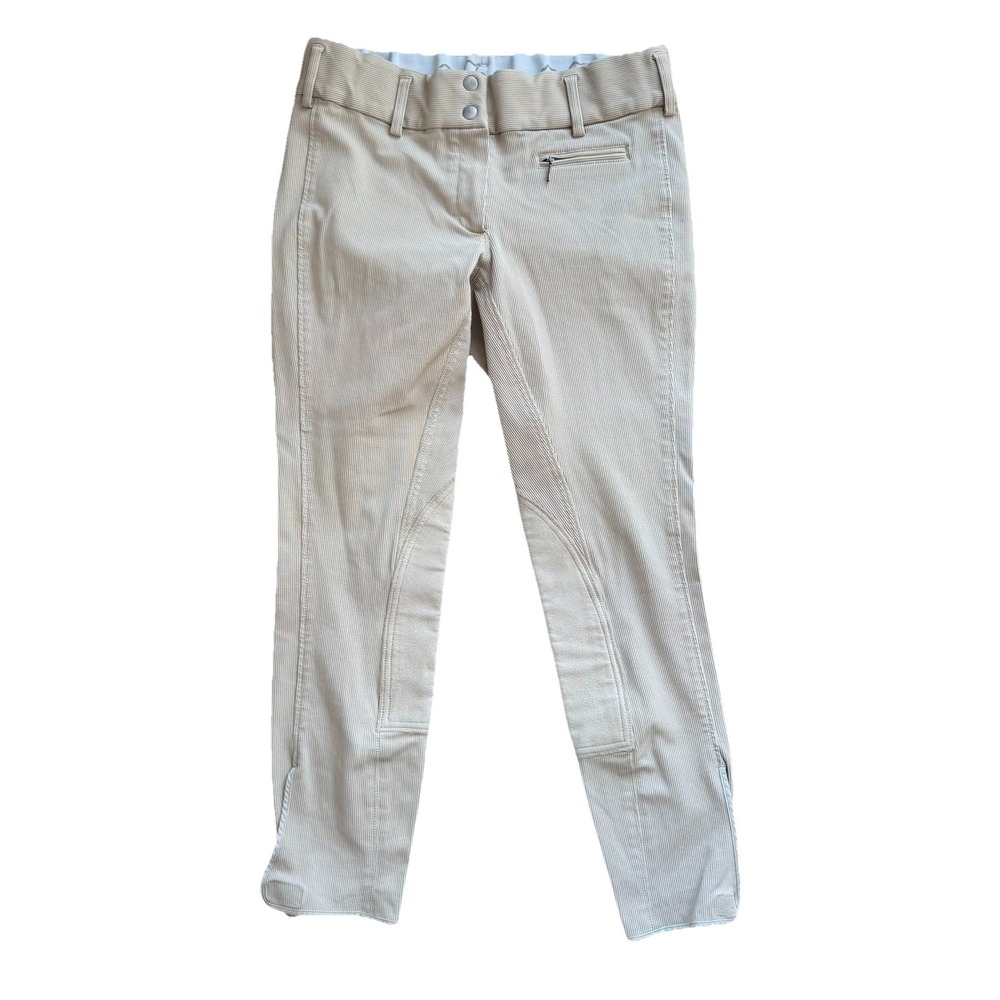 Goode Rider Equestrian Breeches Horse Riding Beige Ribbed Pants Womens 30
